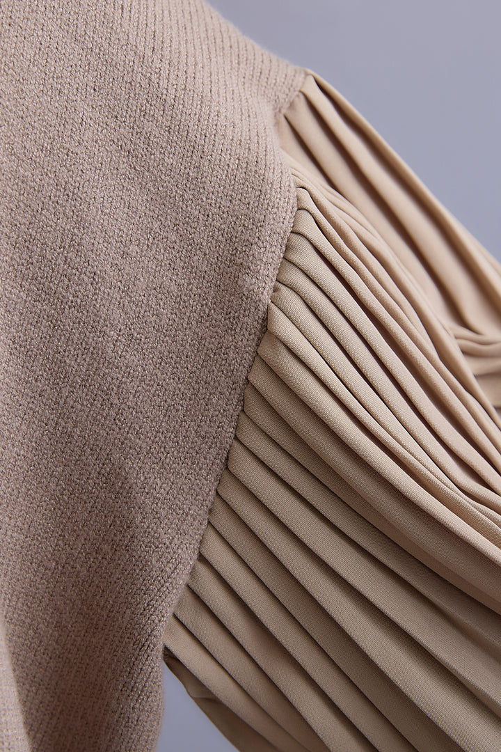 【SET】プリーツボリュームスリーブドッキングニット+アシンメトリープリーツスカート(2set)