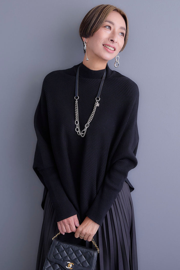 【新色追加】【SET】アシンメトリーオーバーニット+アシンメトリープリーツスカート(2set)