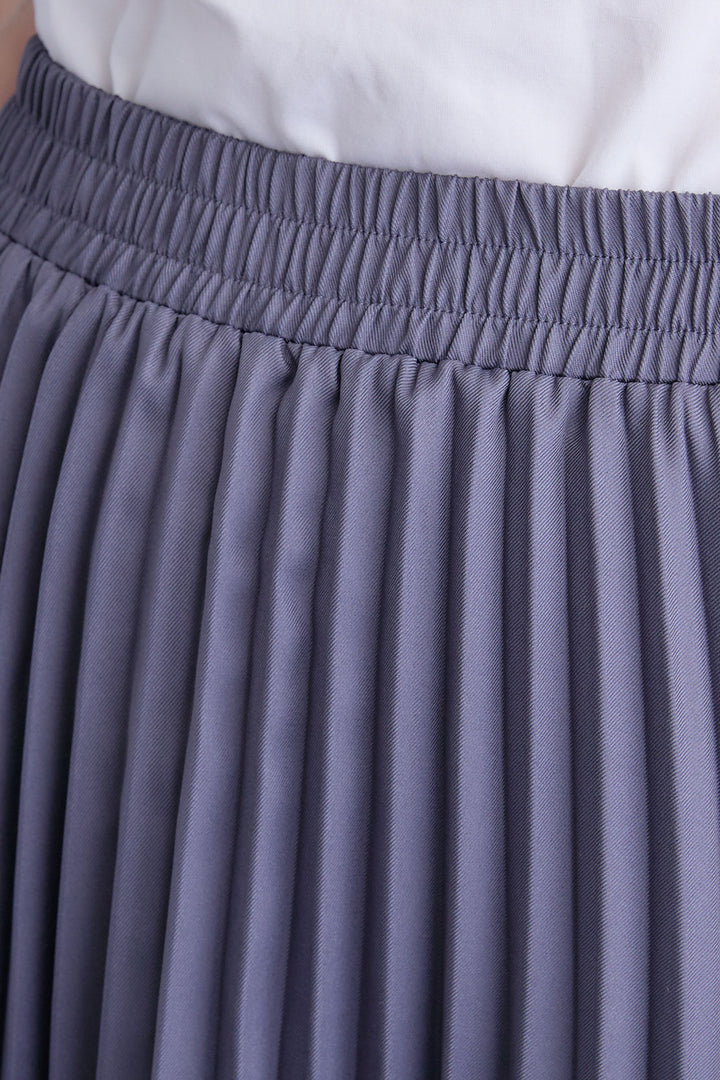 【SET】接触冷感スタンドカラーフレンチスリーブレースブラウス+アシンメトリープリーツスカート(2set)