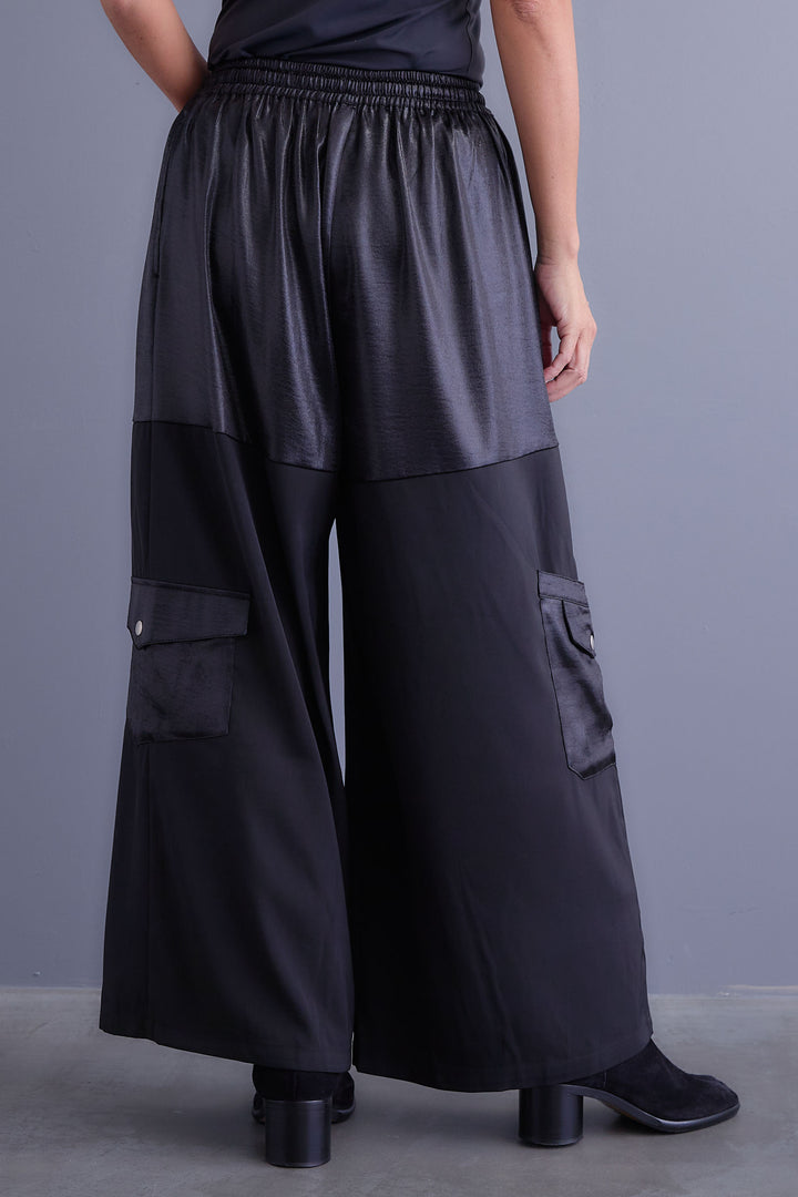 【SET】アシンメトリーオーバーニット+パテントデザインワイドパンツ(2set)