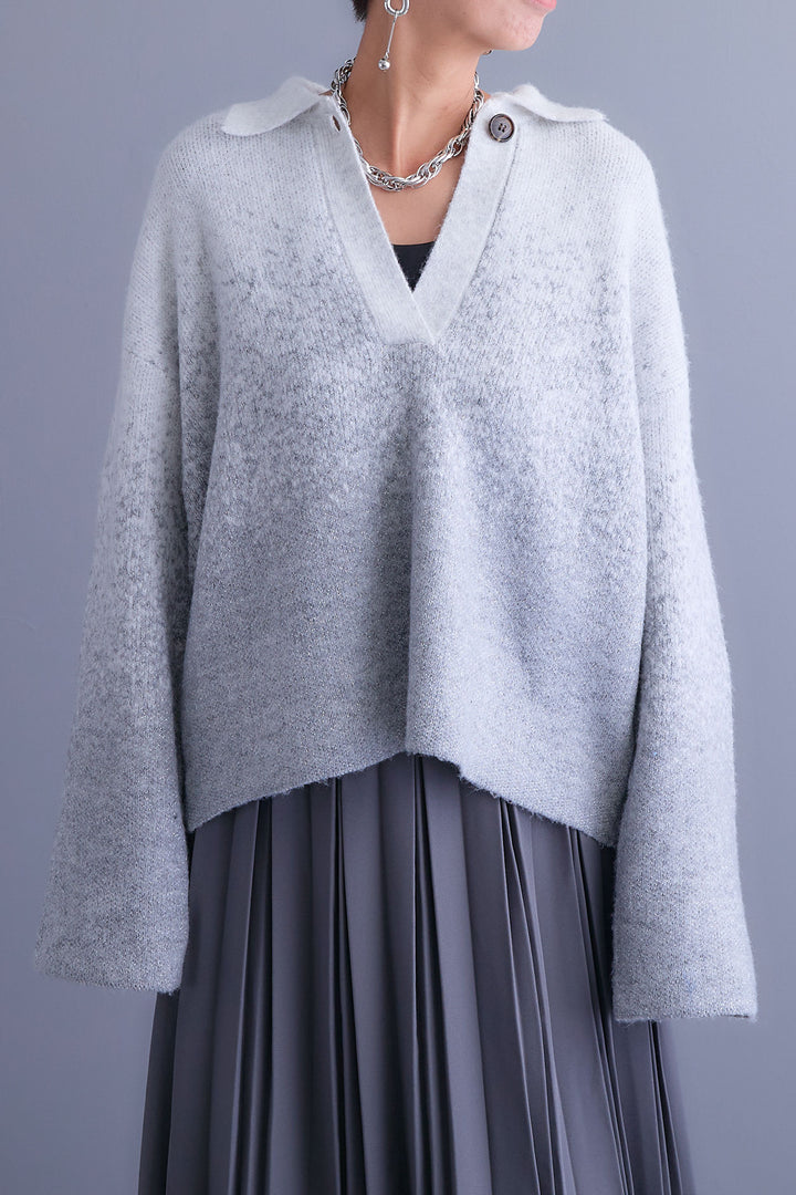 【SET】グラデーションラメキーネックニット+グレンチェックプリーツスカート(2set)