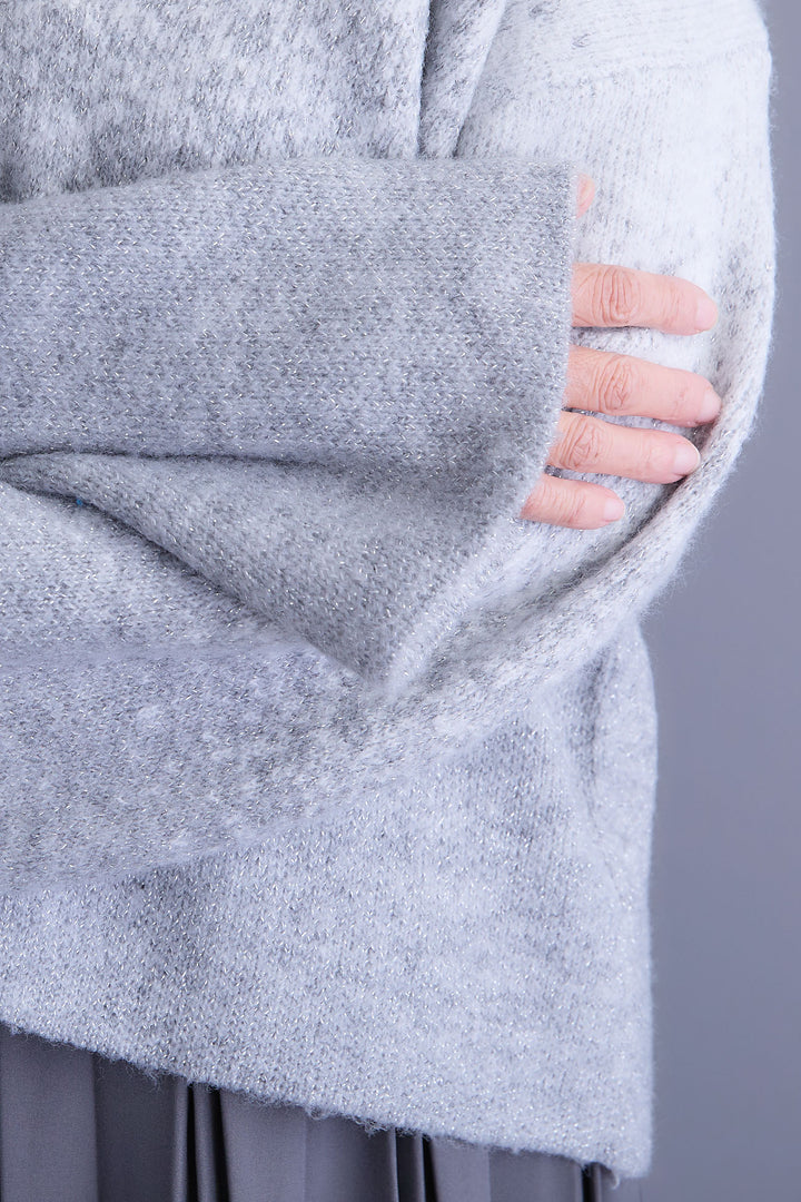 【SET】グラデーションラメキーネックニット+グレンチェックプリーツスカート(2set)