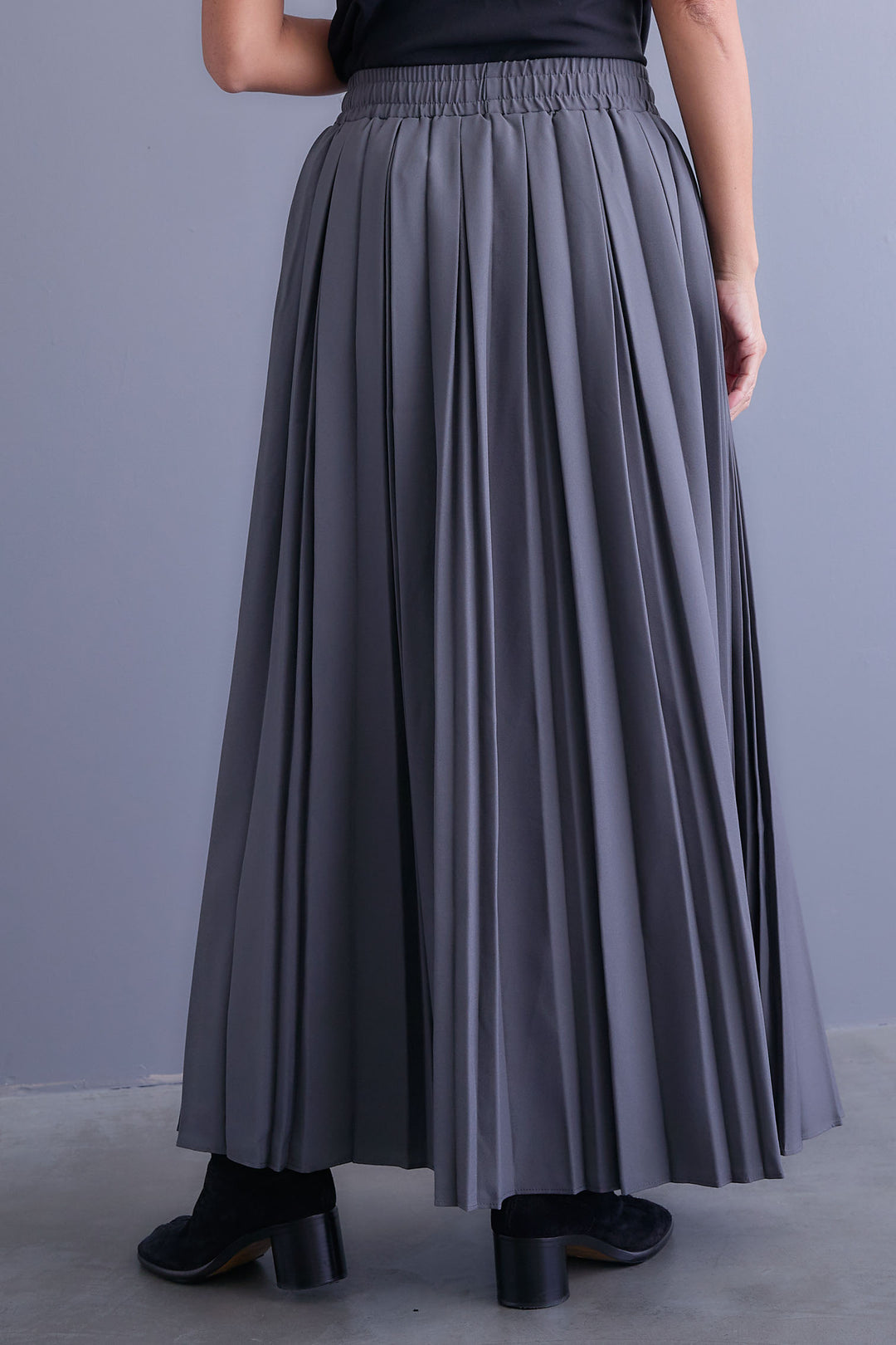 【SET】グラデーションラメクルーネックニット+ダブルプリーツロングスカート(2set)