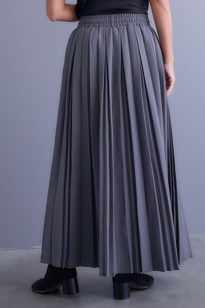 【SET】グラデーションラメキーネックニット+ダブルプリーツロングスカート(2set)