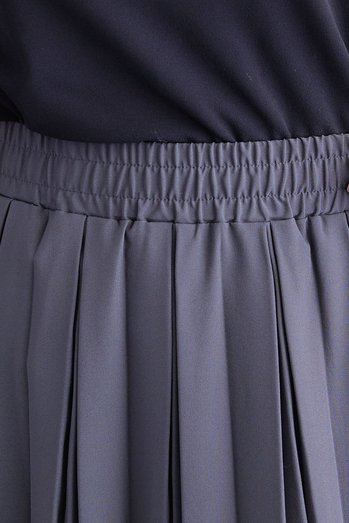 【SET】グラデーションラメキーネックニット+ダブルプリーツロングスカート(2set)