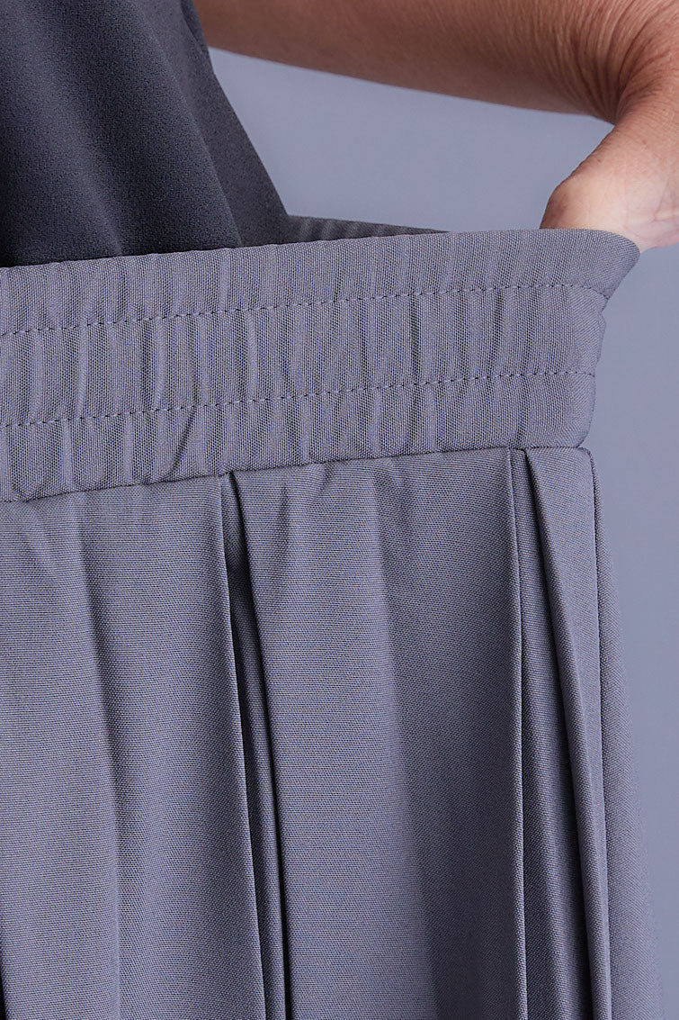 【SET】グラデーションラメクルーネックニット+ダブルプリーツロングスカート(2set)