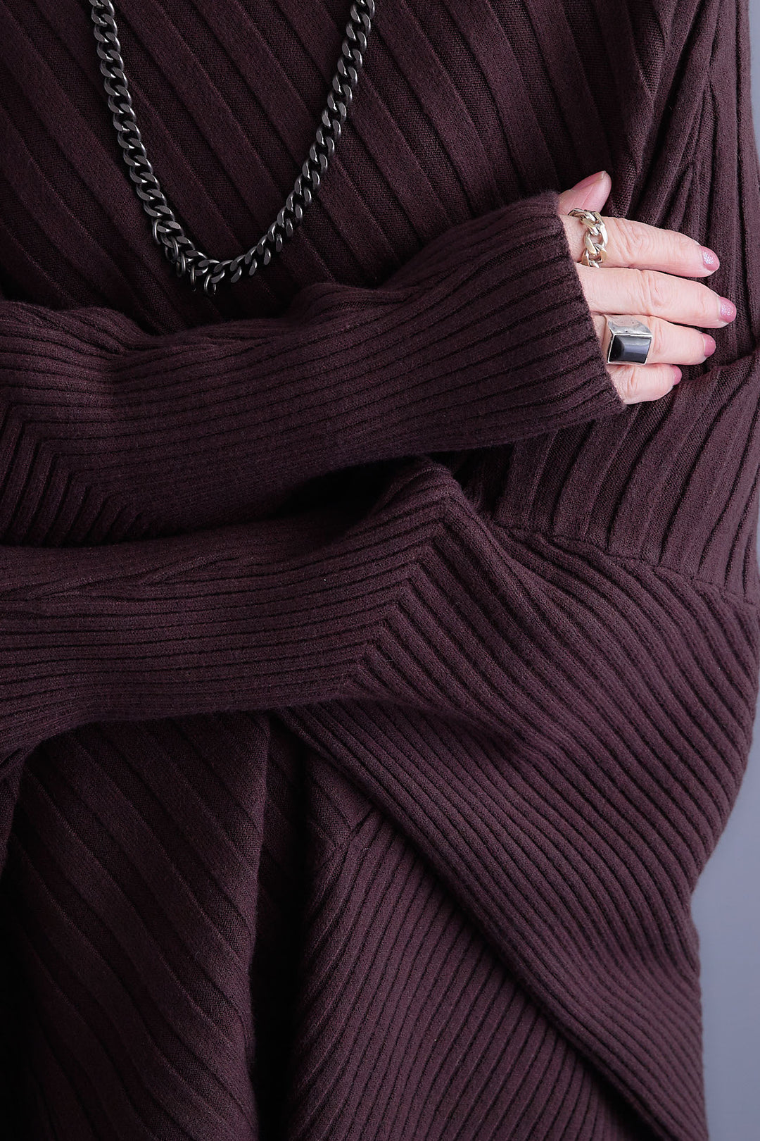 【SET】ワイドリブドルマンニット+グレンチェックプリーツスカート(2set)