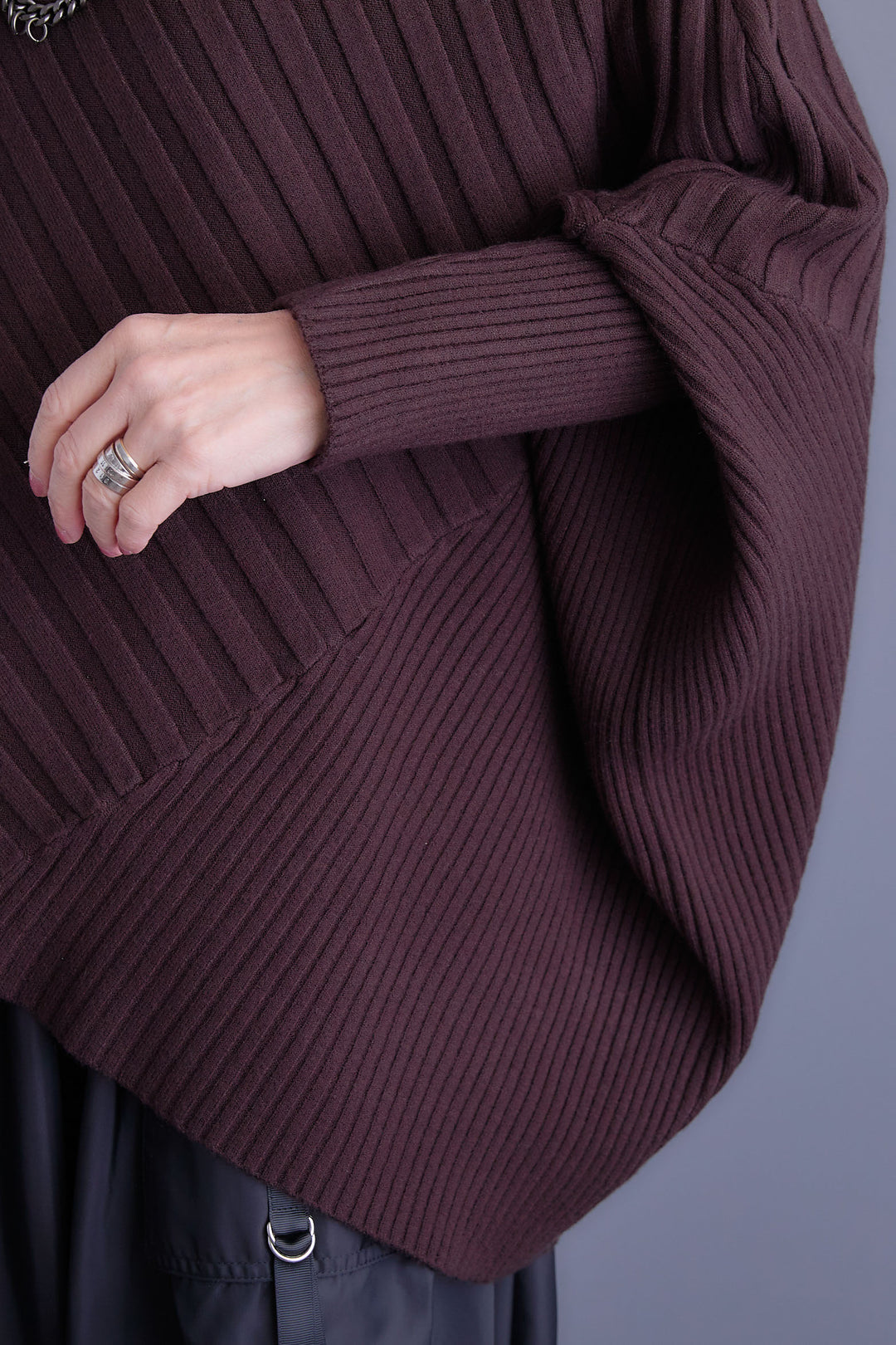 【SET】ワイドリブドルマンニット+バルーンミリタリースカート(2set)