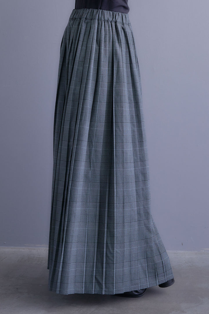 【SET】テーラードカラーファーコート+グレンチェックプリーツスカート(2set)