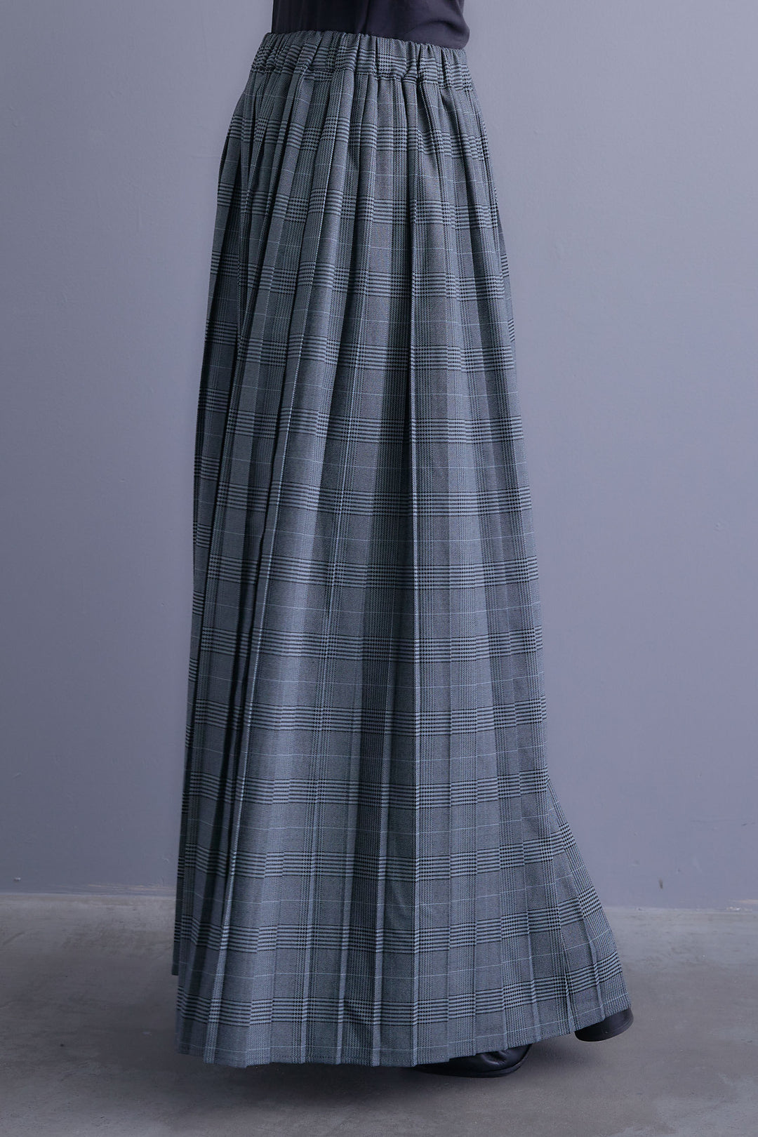 【SET】ワイドリブドルマンニット+グレンチェックプリーツスカート(2set)