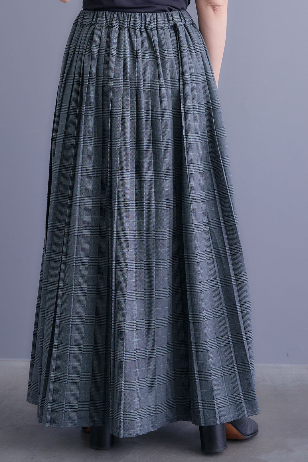 【SET】ワイドリブドルマンニット+グレンチェックプリーツスカート(2set)