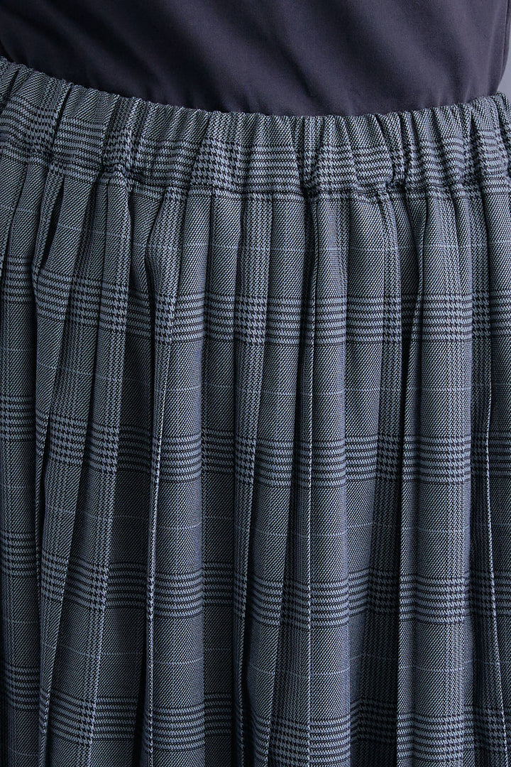 【SET】ワイドリブドルマンニット+グレンチェックプリーツスカート(2set)