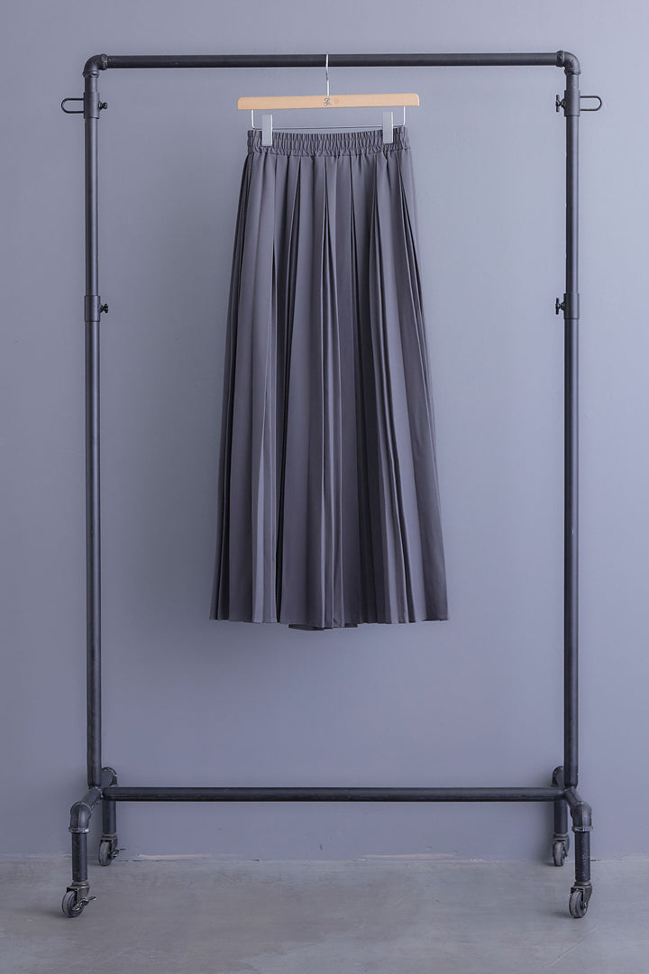 【SET】グラデーションラメクルーネックニット+ダブルプリーツロングスカート(2set)