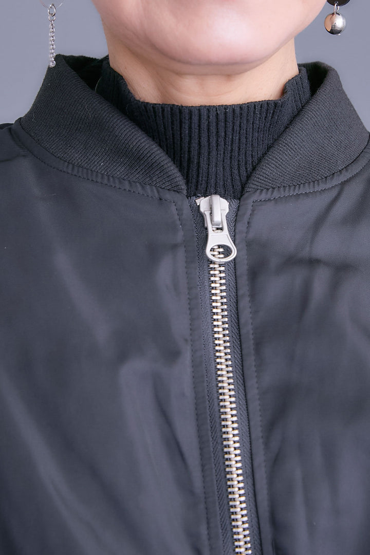 【SET】アシンメトリーオーバーニット+チュールフラワースリーブMA-1【2WAY】+アシンメトリープリーツスカート(3set)