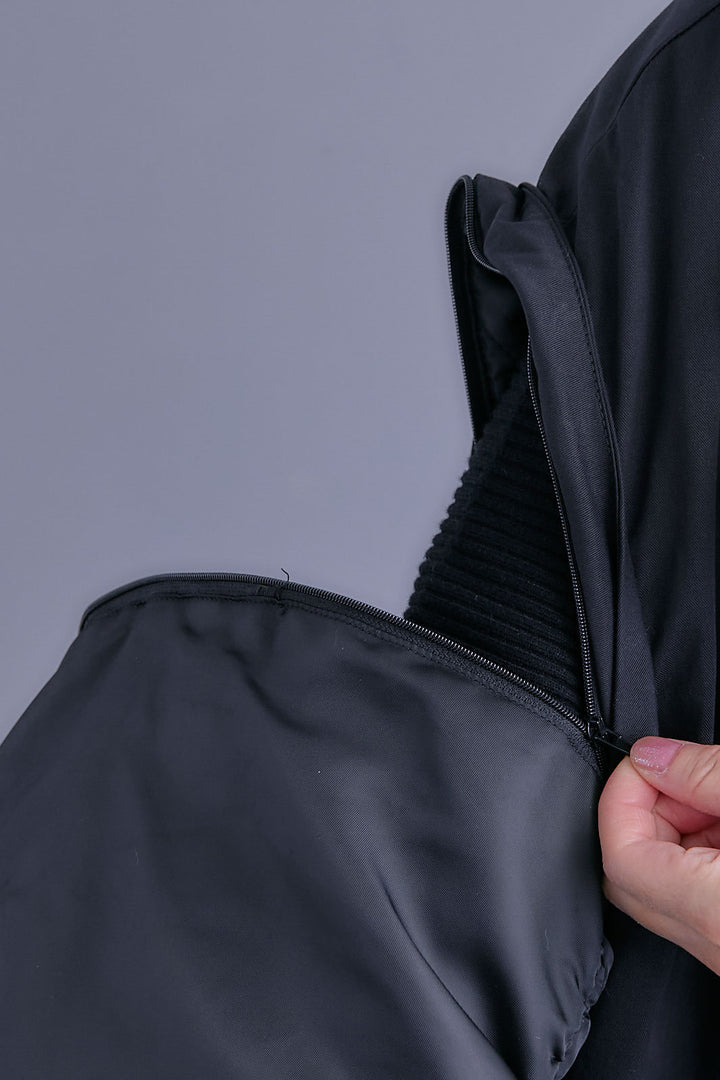 【SET】アシンメトリーオーバーニット+シャーリングMA-1オーバートレンチ【2WAY】+アシンメトリープリーツスカート(3set)