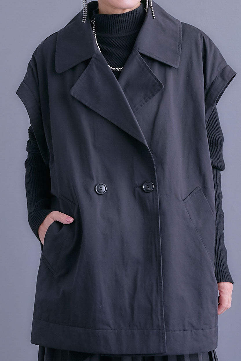 【SET】アシンメトリーオーバーニット+シャーリングMA-1オーバートレンチ【2WAY】+アシンメトリープリーツスカート(3set)