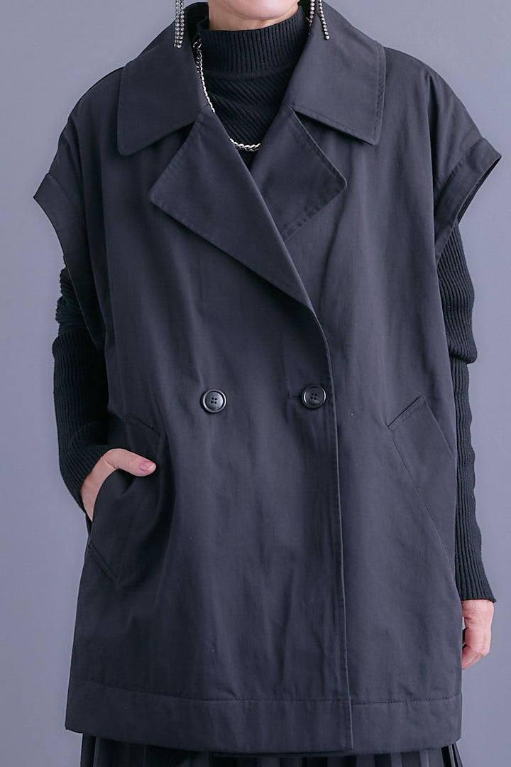 【SET】アシンメトリーオーバーニット+シャーリングMA-1オーバートレンチ【2WAY】+アシンメトリープリーツスカート(3set)