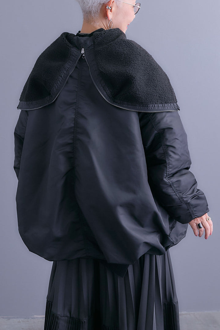 【SET】アシンメトリーオーバーニット+2WAYオーバーカラーN-3Bジャケット+アシンメトリープリーツスカート(3set)