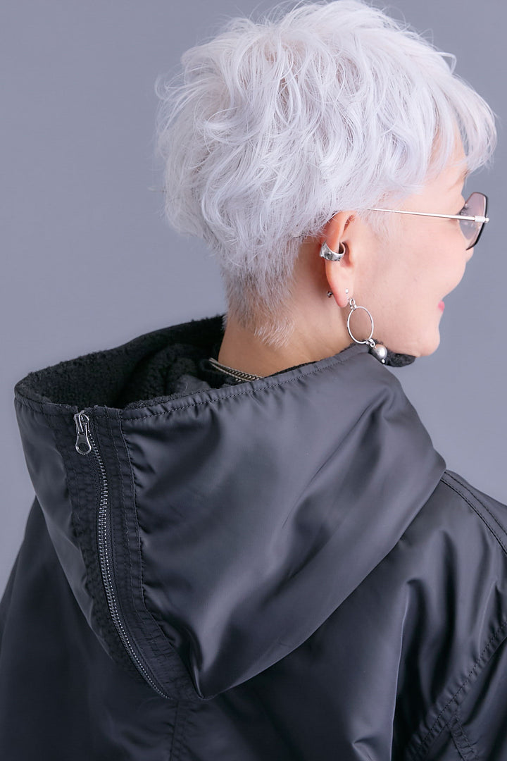 【SET】アシンメトリーオーバーニット+2WAYオーバーカラーN-3Bジャケット+アシンメトリープリーツスカート(3set)