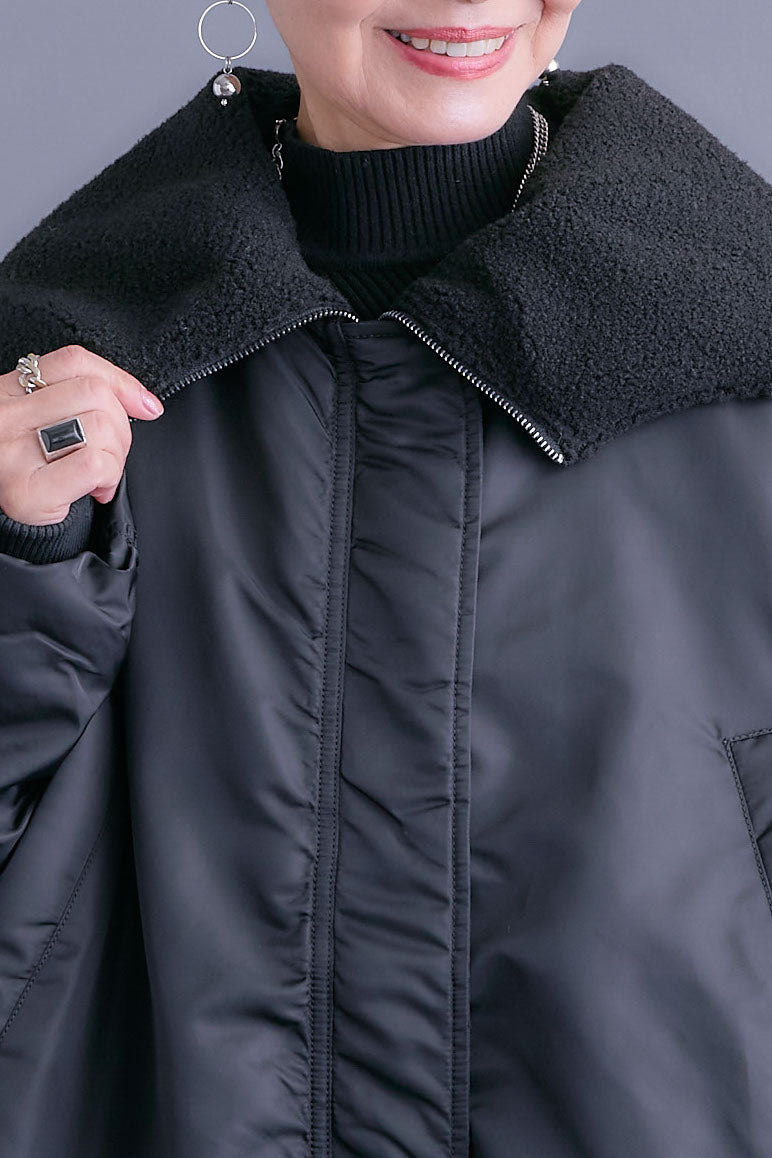 【SET】アシンメトリーオーバーニット+2WAYオーバーカラーN-3Bジャケット+アシンメトリープリーツスカート(3set)