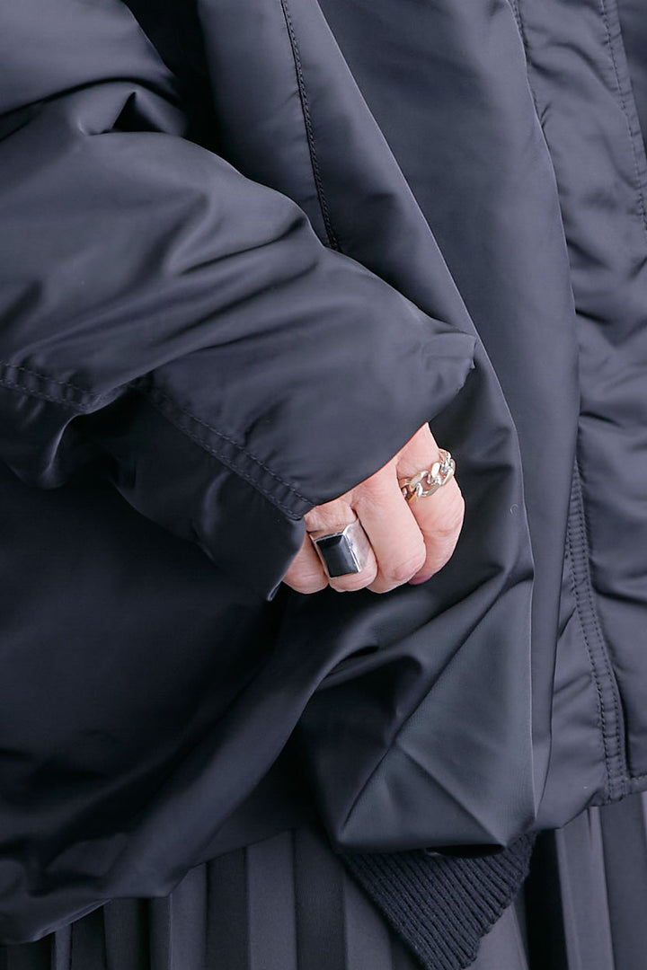 【SET】アシンメトリーオーバーニット+2WAYオーバーカラーN-3Bジャケット+アシンメトリープリーツスカート(3set)