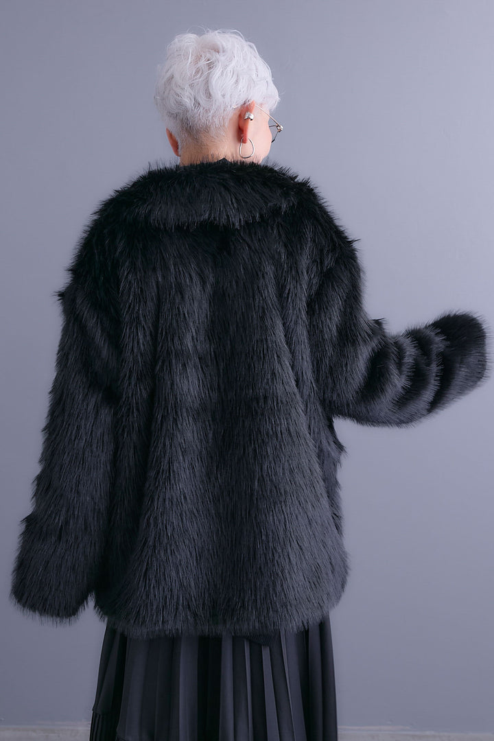 【SET】テーラードカラーファーコート+スエードロングプリーツスカート(2set)