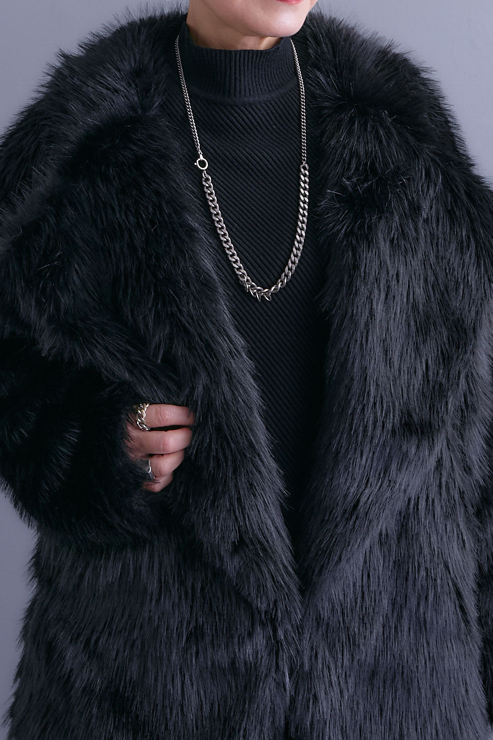 【SET】テーラードカラーファーコート+グレンチェックプリーツスカート(2set)