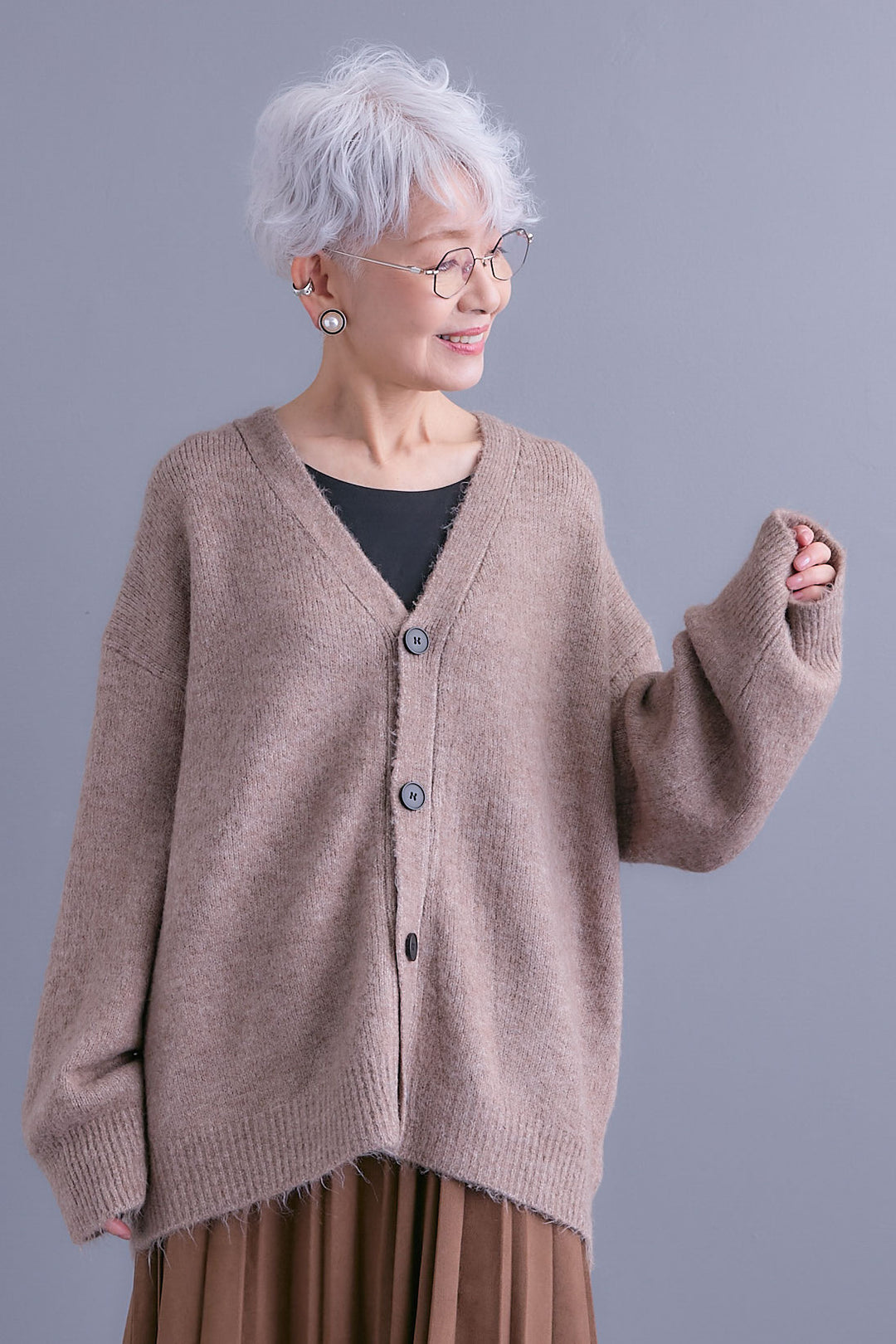 【予約】Vネックニットカーディガン&ストールSET