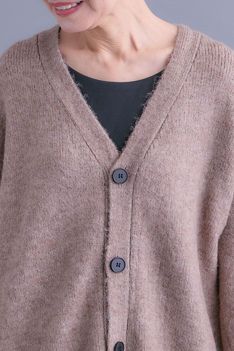 【SET】Vネックニットカーディガン&ストールSET+スエードロングプリーツスカート(2set)