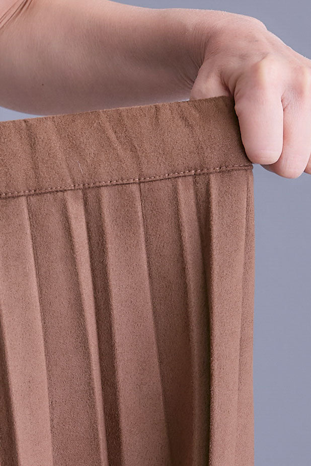 【SET】Vネックニットカーディガン&ストールSET+スエードロングプリーツスカート(2set)