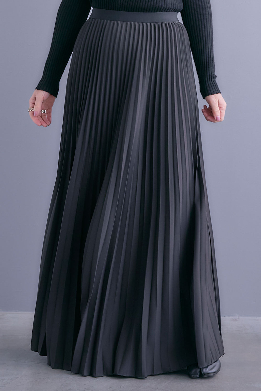 【SET】ファーシャギーMA-1ブルゾン+ルーズロングプリーツスカート(2set)