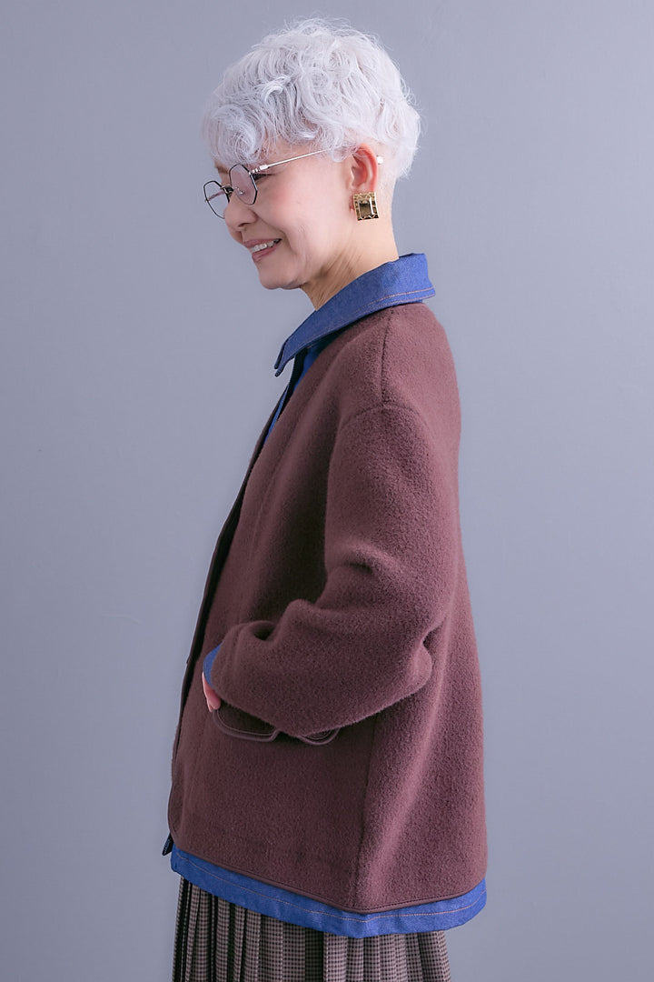 【予約】デニムレイヤードデザインカーディガン