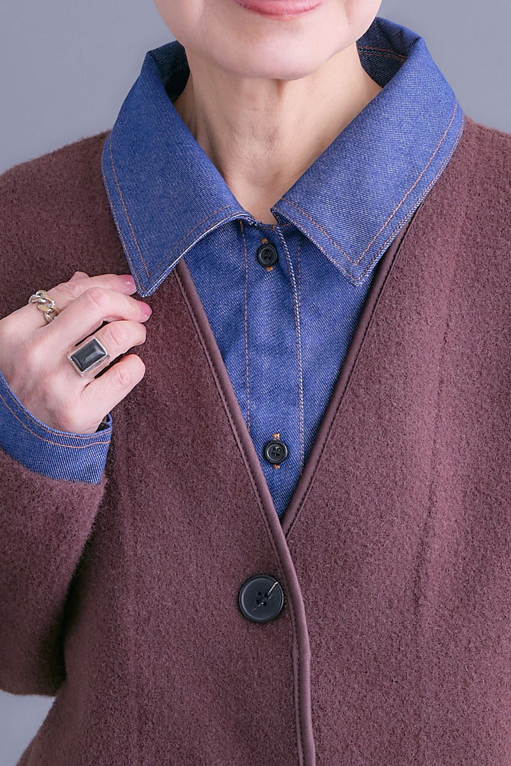 【予約】デニムレイヤードデザインカーディガン