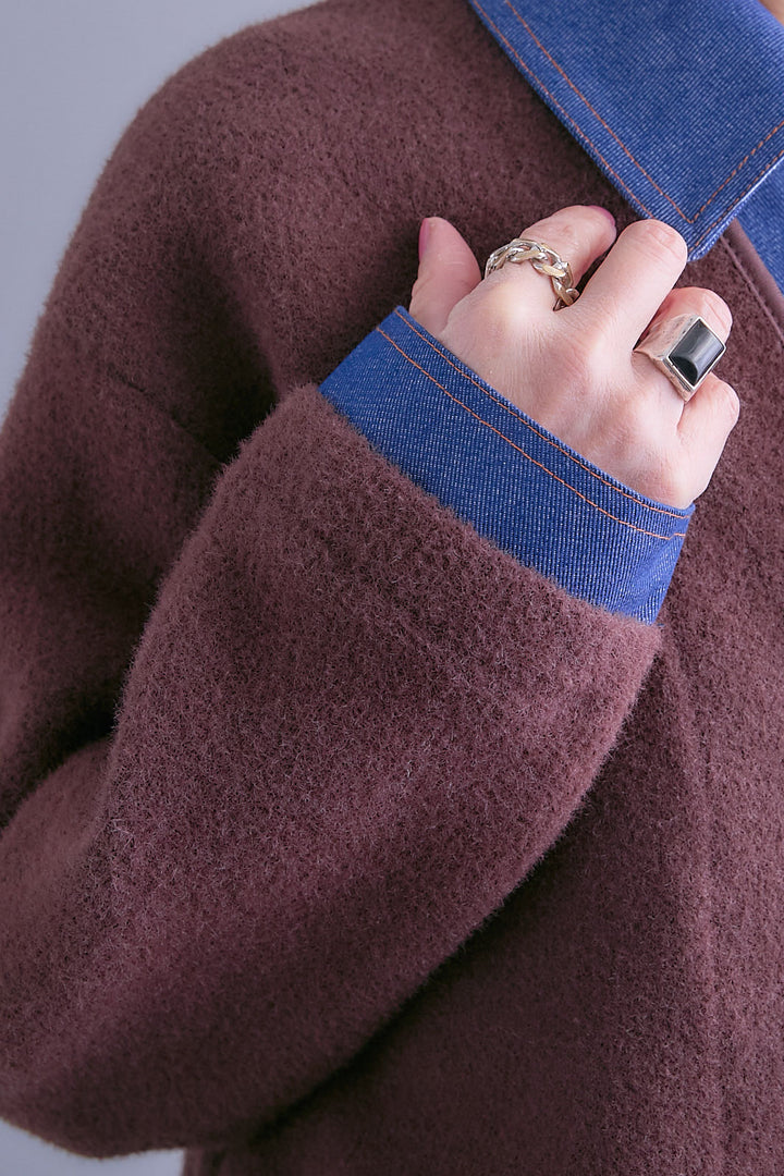 【SET】デニムレイヤードデザインカーディガン+グレンチェックプリーツスカート(2set)