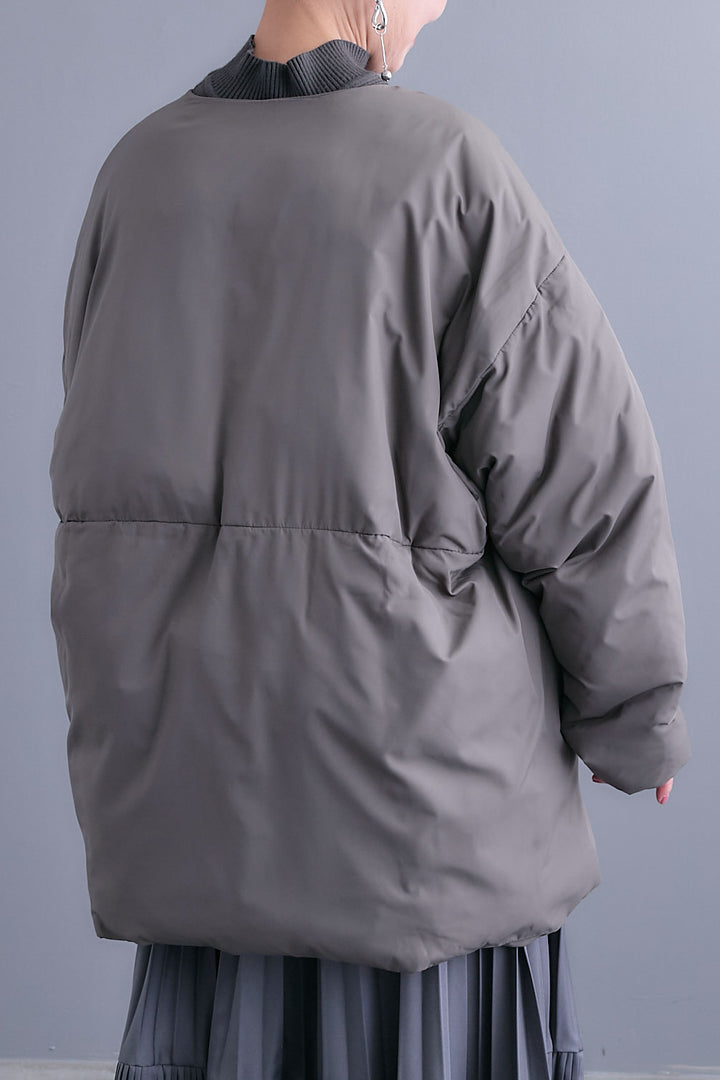 【SET】アシンメトリーオーバーニット+ファイバーダウンシェルジャケット+アシンメトリープリーツスカート(3set)