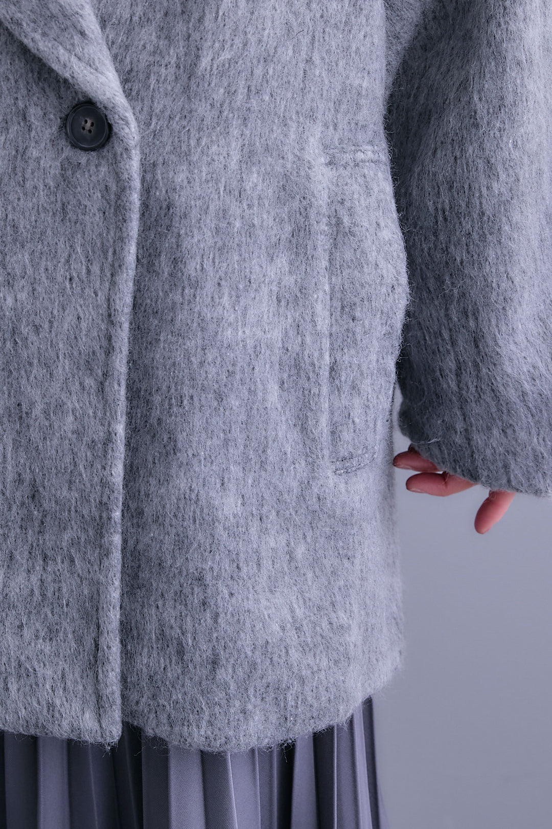 【予約】ワイドラペルコクーンスリーブシャギーコート