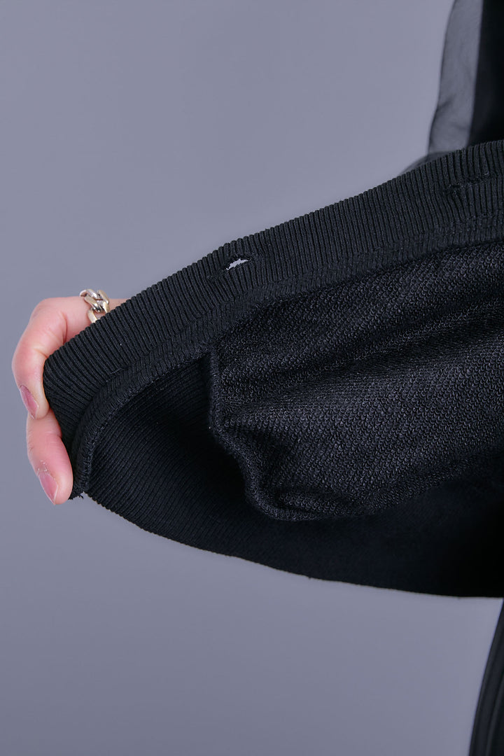 【SET】ノーカラーチュールレイヤードカーディガン+アシンメトリープリーツスカート(2set)