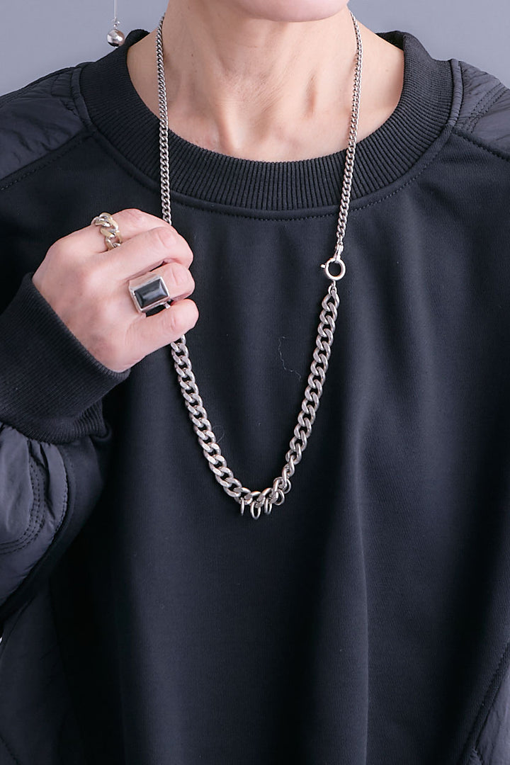 【SET】キルティングドッキングデザインプルオーバー+アシンメトリープリーツスカート(2set)