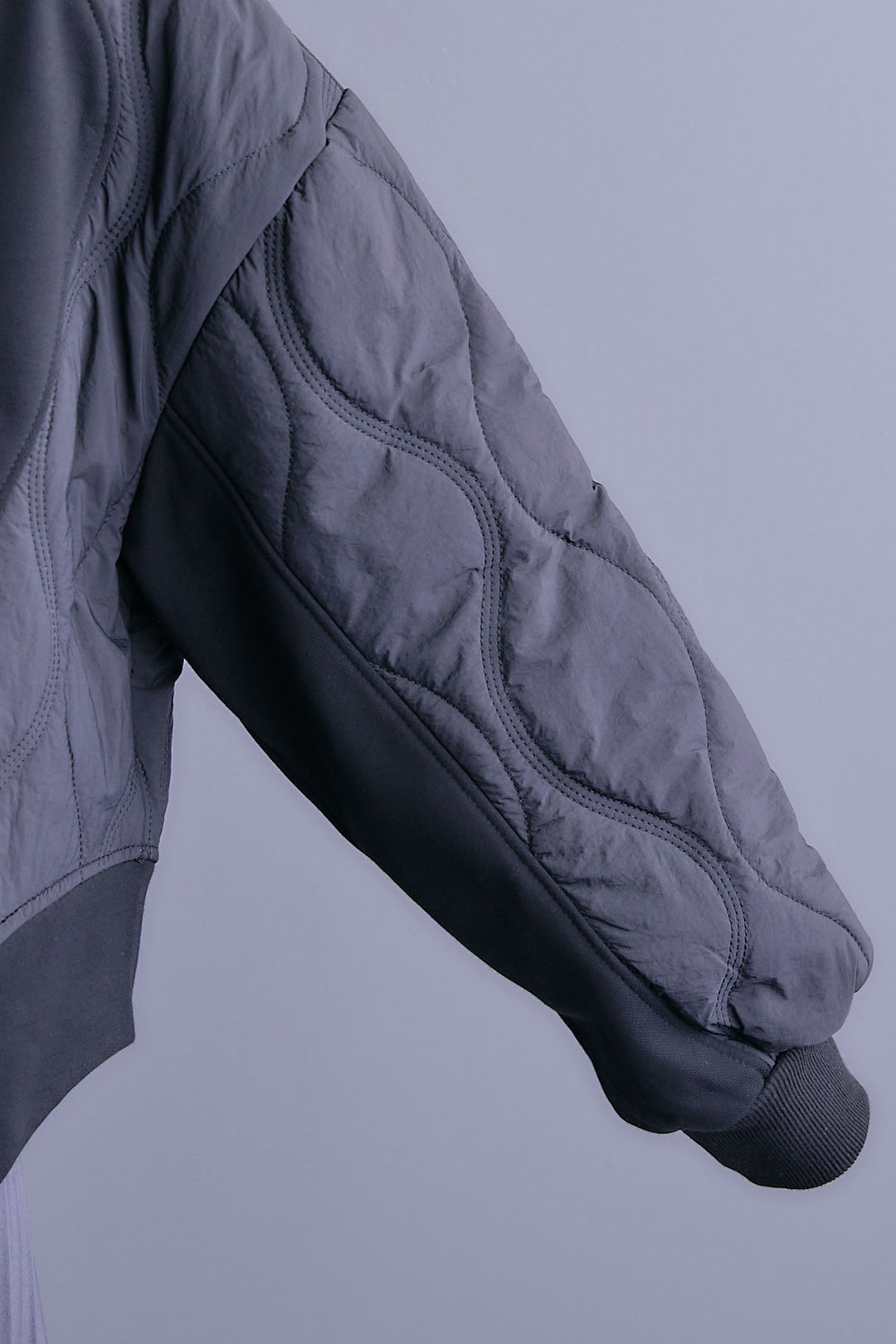 【SET】キルティングドッキングデザインプルオーバー+アシンメトリープリーツスカート(2set)