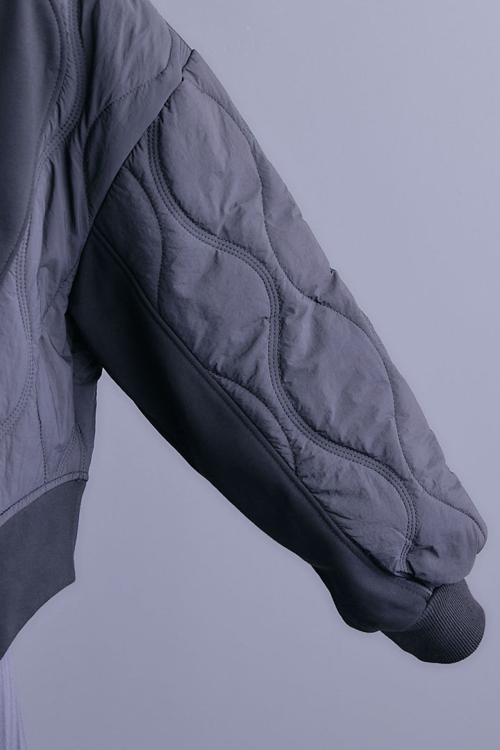 【SET】キルティングドッキングデザインプルオーバー+アシンメトリープリーツスカート(2set)