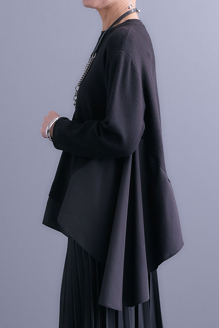 【SET】アシンメトリードレープレイヤードニット+アシンメトリープリーツスカート(2set)