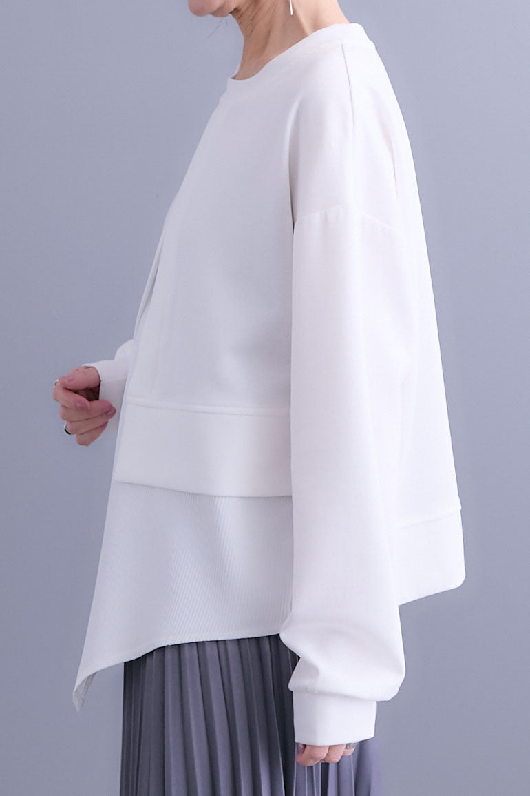 【SET】レイヤードデザインアシンメトリープルオーバー+アシンメトリープリーツスカート(2set)