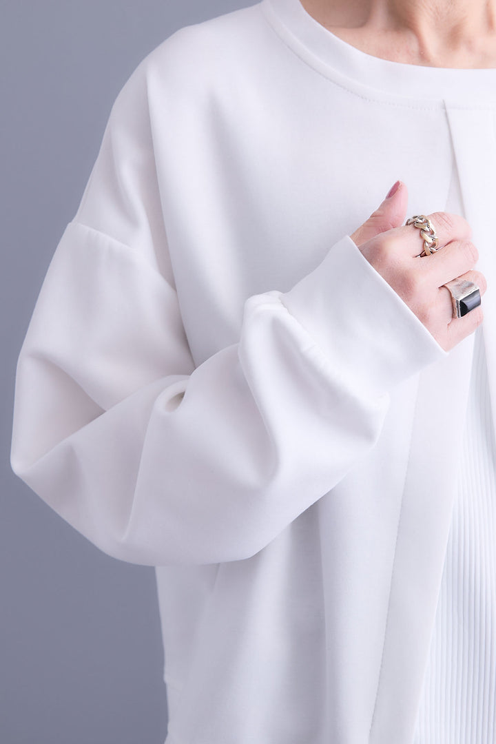 【SET】レイヤードデザインアシンメトリープルオーバー+アシンメトリープリーツスカート(2set)