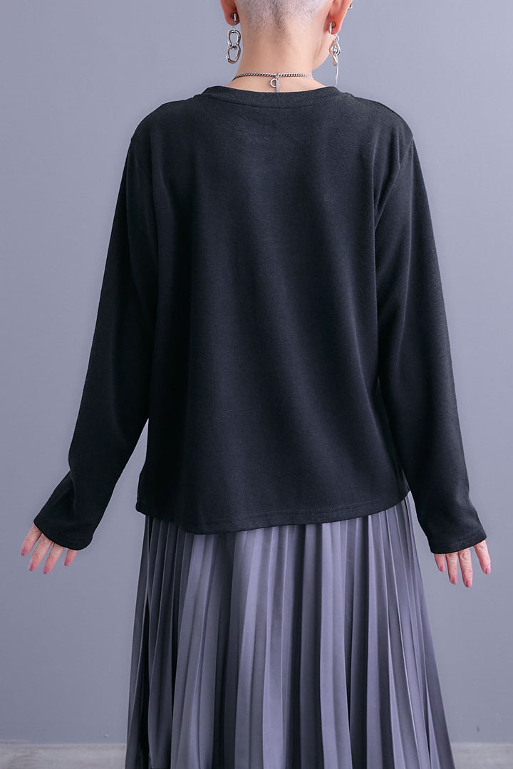 【予約】ウエストベルトアシンメトリーニットトップス