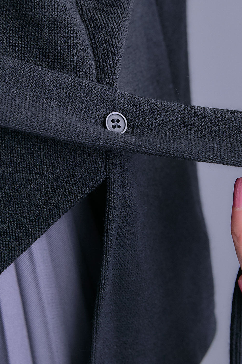 【SET】ウエストベルトアシンメトリーニットトップス+アシンメトリープリーツスカート(2set)