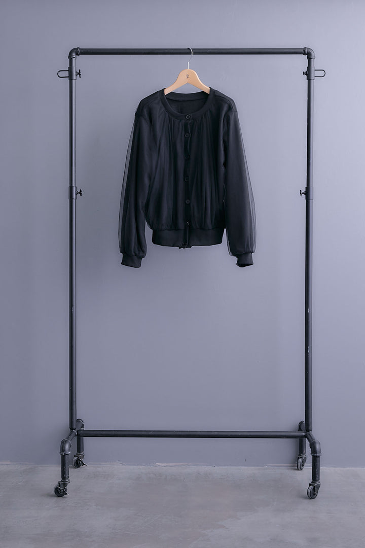 【予約】ノーカラーチュールレイヤードカーディガン