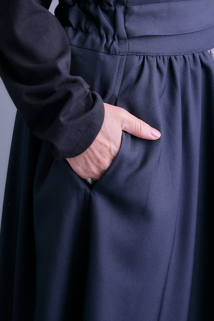 【SET】アシンメトリードレープレイヤードニット+ツートーンアシメラップフレアスカート(2set)