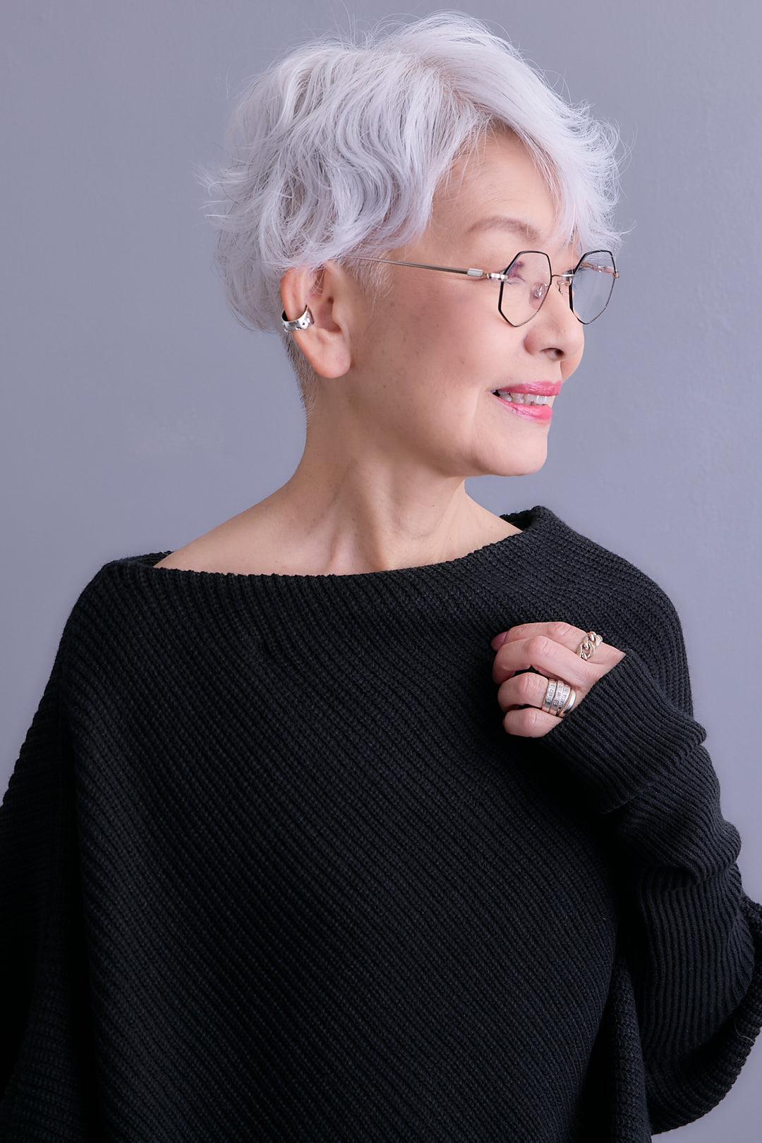 【SET】アシンメトリーボートネックドルマンニット+ルーズロングプリーツスカート(2set)