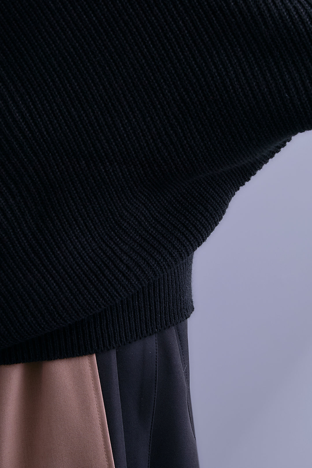 【SET】アシンメトリーボートネックドルマンニット+ルーズロングプリーツスカート(2set)