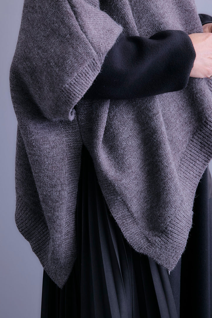 【SET】ケープライクアシンメトリーニットベスト+ZIPポケットサイドプリーツニットワンピース(2set)